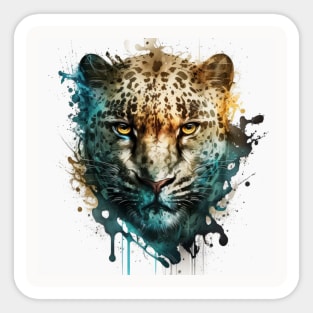 Panther Portrait Animal Painting Wildlife Outdoors Adventure Sticker